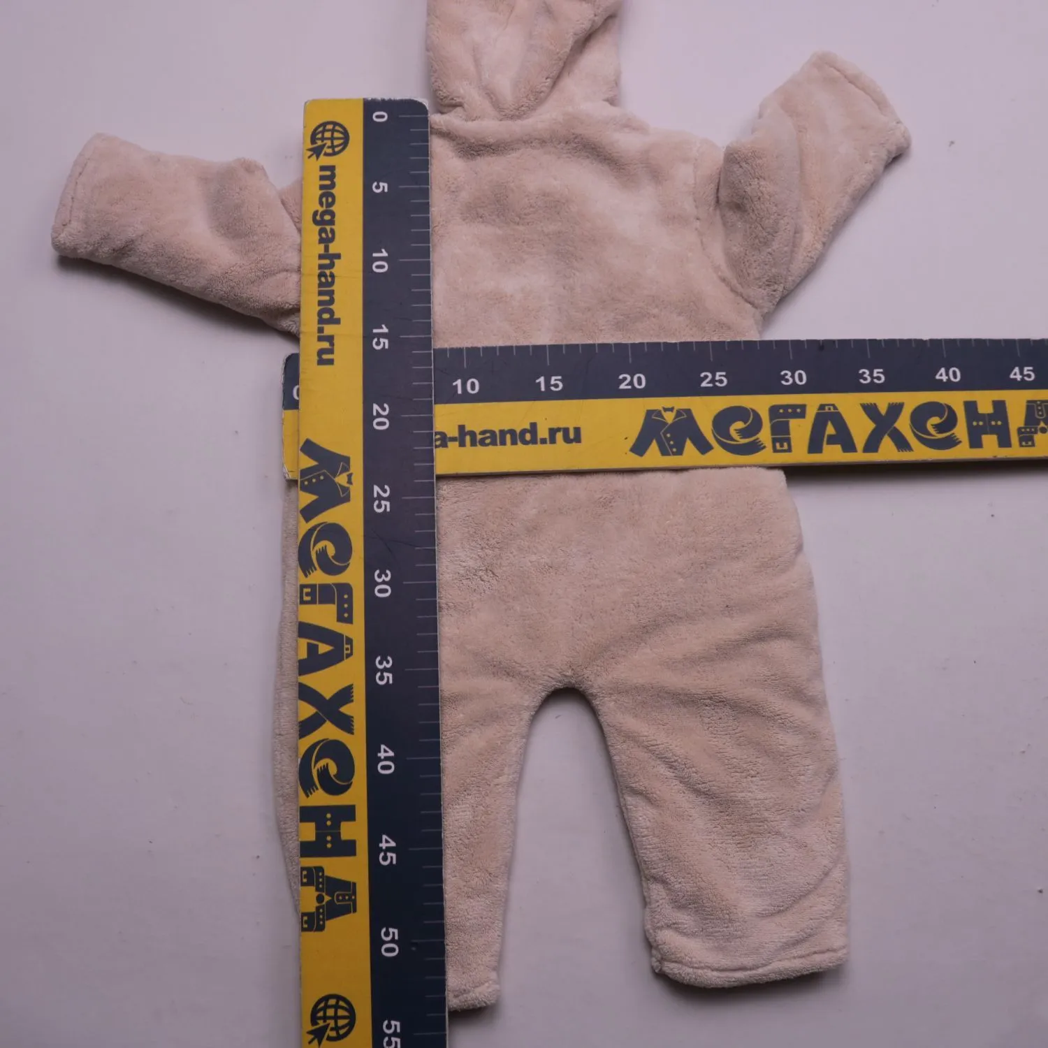 Бежевый комбинезон baby club с капюшоном и ушками, размер 68 см (6 мес.)